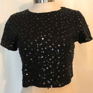 Forever 21 women’s black sequence crop top size M